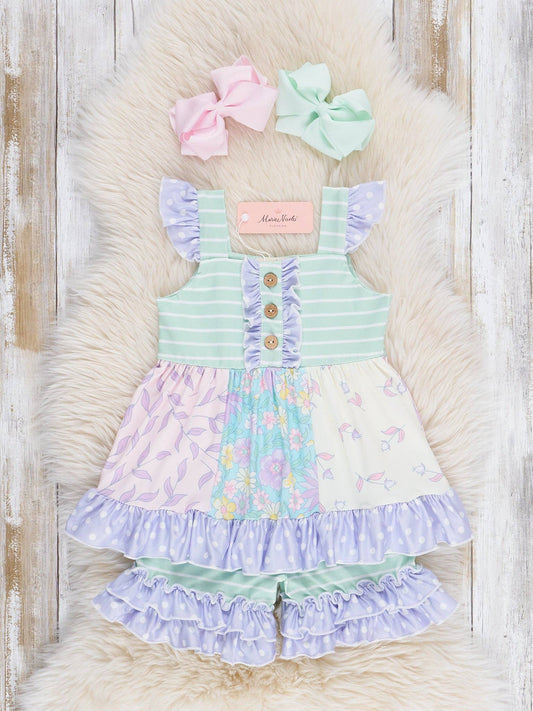 Pastel Buds & Blooms Ruffle Outfit