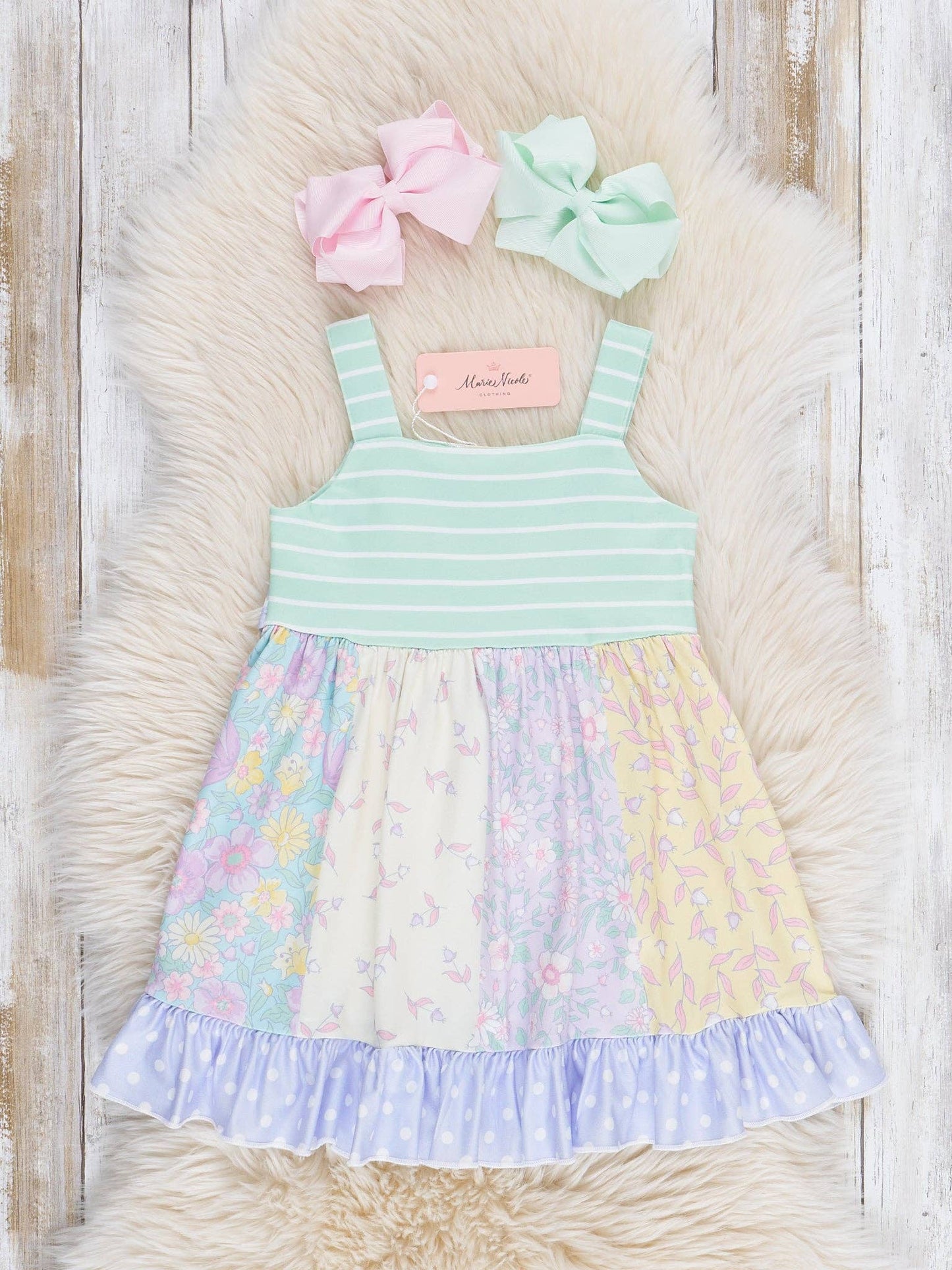 Pastel Buds & Blooms Ruffle Tie Dress