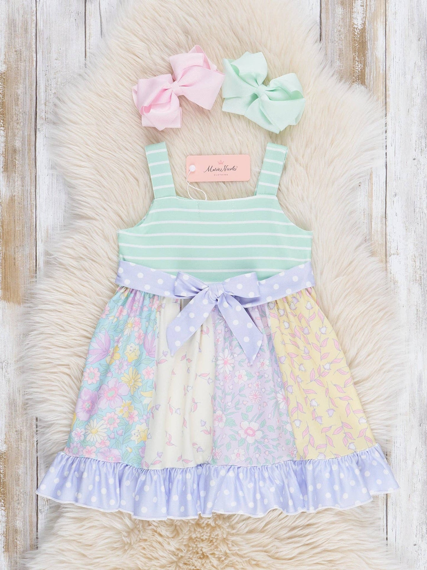 Pastel Buds & Blooms Ruffle Tie Dress