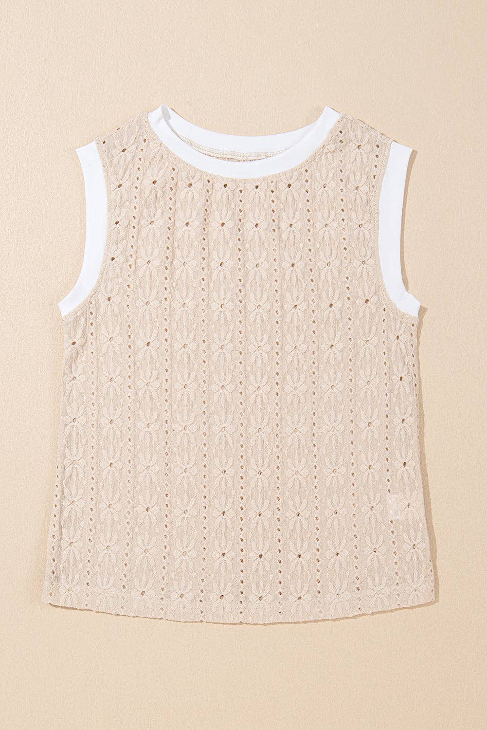 Oatmeal Floral Textured Top